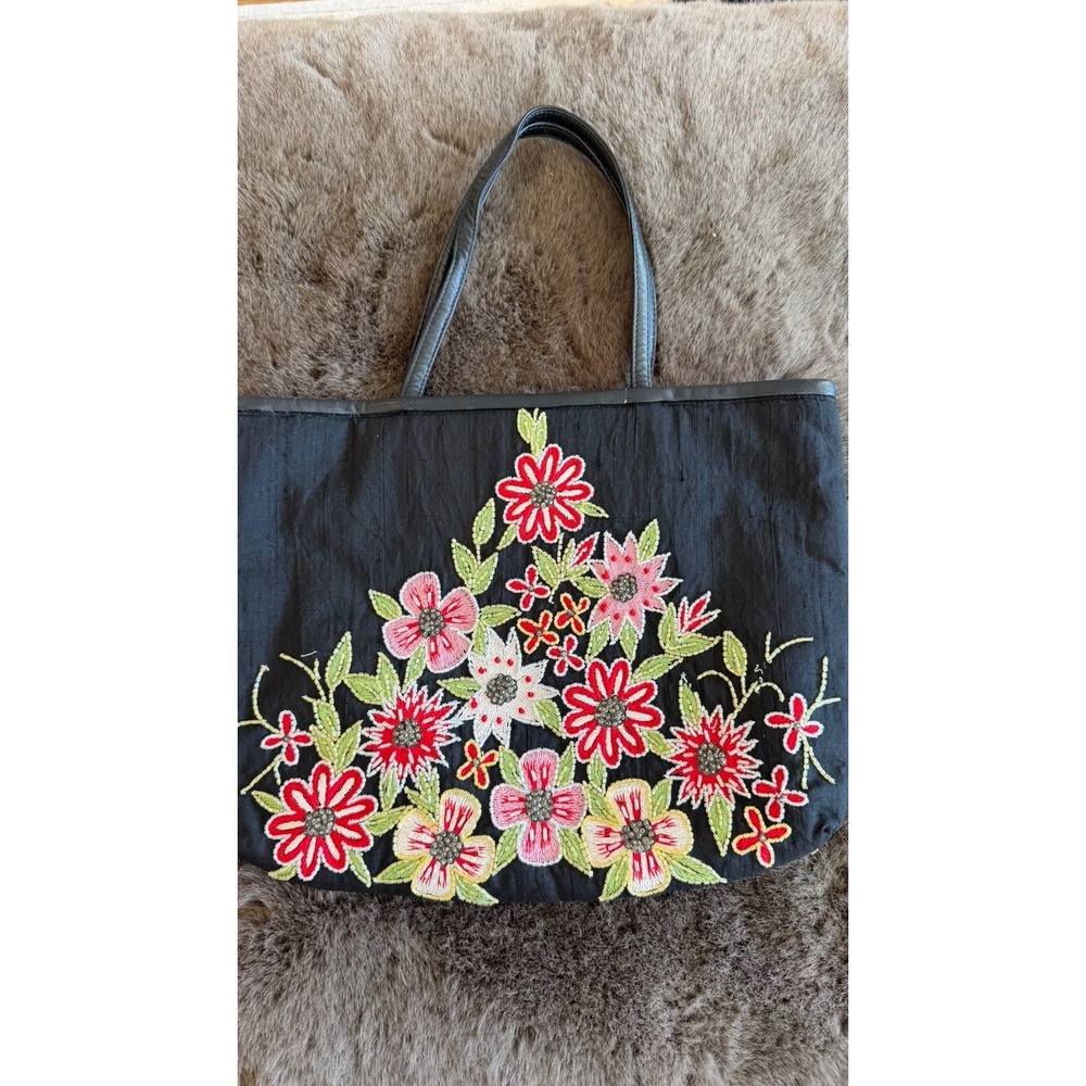 VTG CHRISTIANA Beaded Shoulder Bag Art Deco Floral Evening. 13x10"